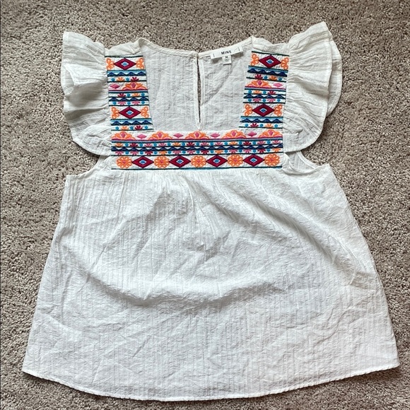 mine Tops - MINE White Top with Colorful Embroidery